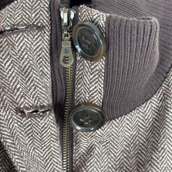 VTG Y2K Delias Wool Bomber Jacket XL Brown Herringbone Pea Coat Retro Punk Skate - Picture 3 of 12